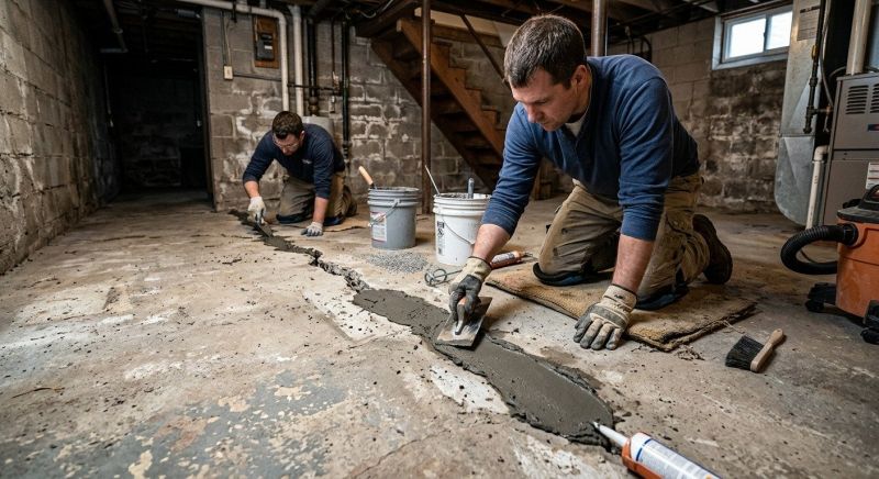 Cracked Basement Floor Repair in Newport News, VA